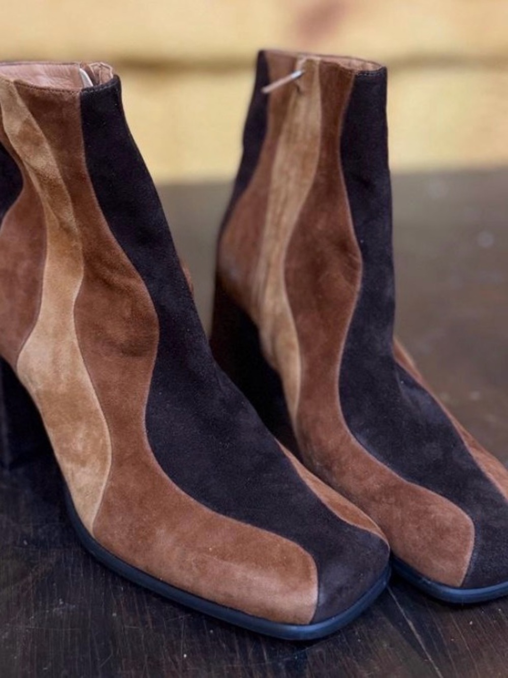 Authentic Jeffrey Campbell Lava Lamp boots in the sought-after Camel colorway